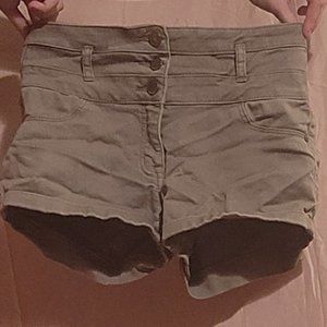 stacked waist short jean shorts! green/gray color like new size 2/4